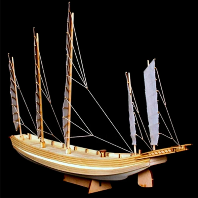 Military Ship Model Chinese Sand Boat Wooden Assembly Model Kit DIY Handmade Antique Ship Model