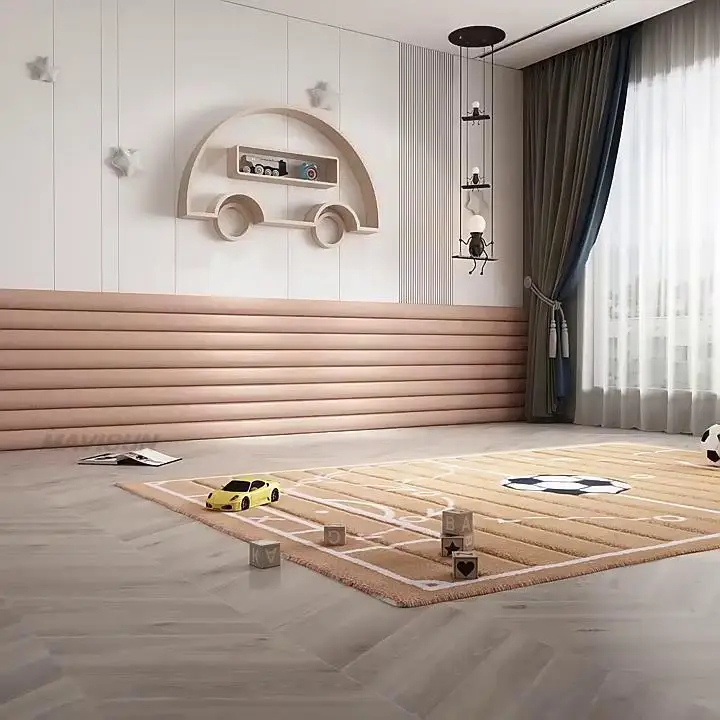 Solid Wood Children's Bed With Safe Fence Cartoon Car Shape Multi-Color Lovely Furniture Modern 1.2m Glowing Kids Bed For Boys