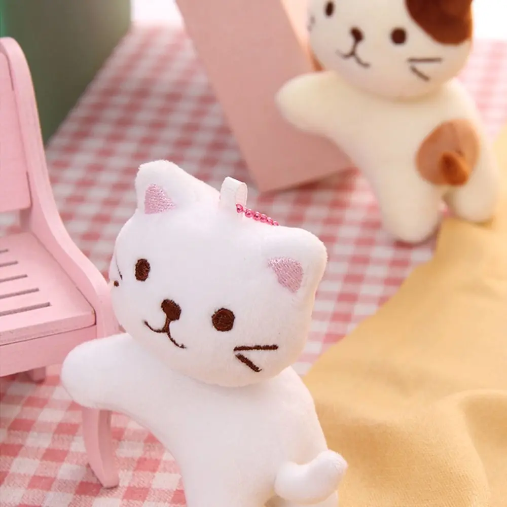 Key Buckle Cute Cat Plush Pendant Korean Style Plush Crooked Head Kitten Keychain Cartoon Backpack Charms Cartoon Doll Pendant