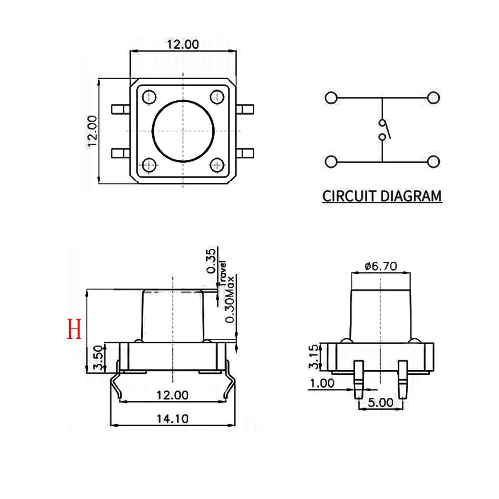 50 Interruttori Tattili 4 Pin - 12mm, Pulsante Nero, Per PCB E Progetti Elettronici - Foto 10
