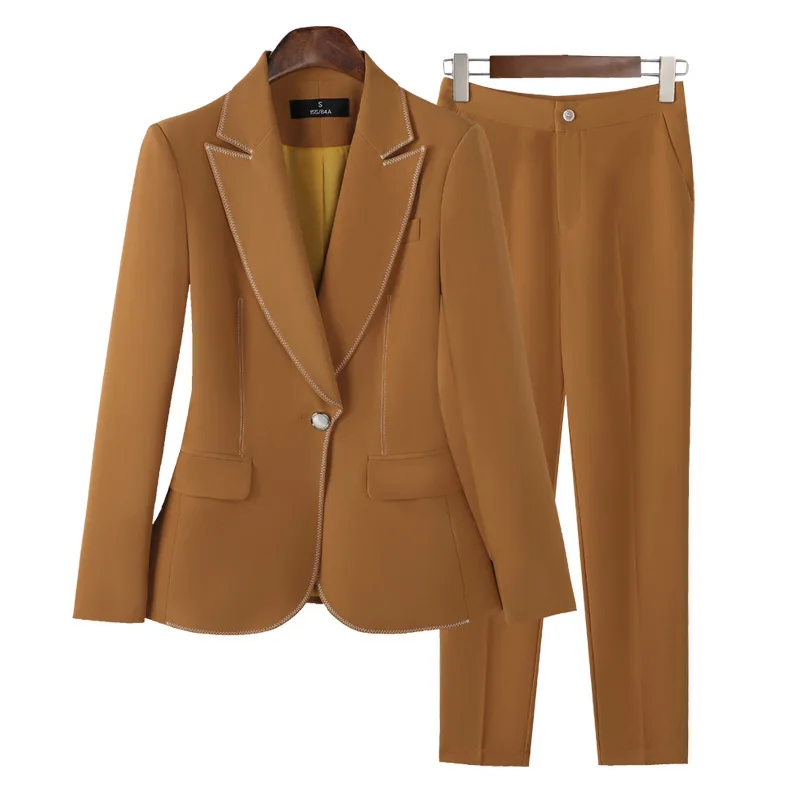 

Green Suits Women 2022 New High End Porfessional Temperament Formal Fashion Slim Blazer And Pants Office Ladies Work Wear