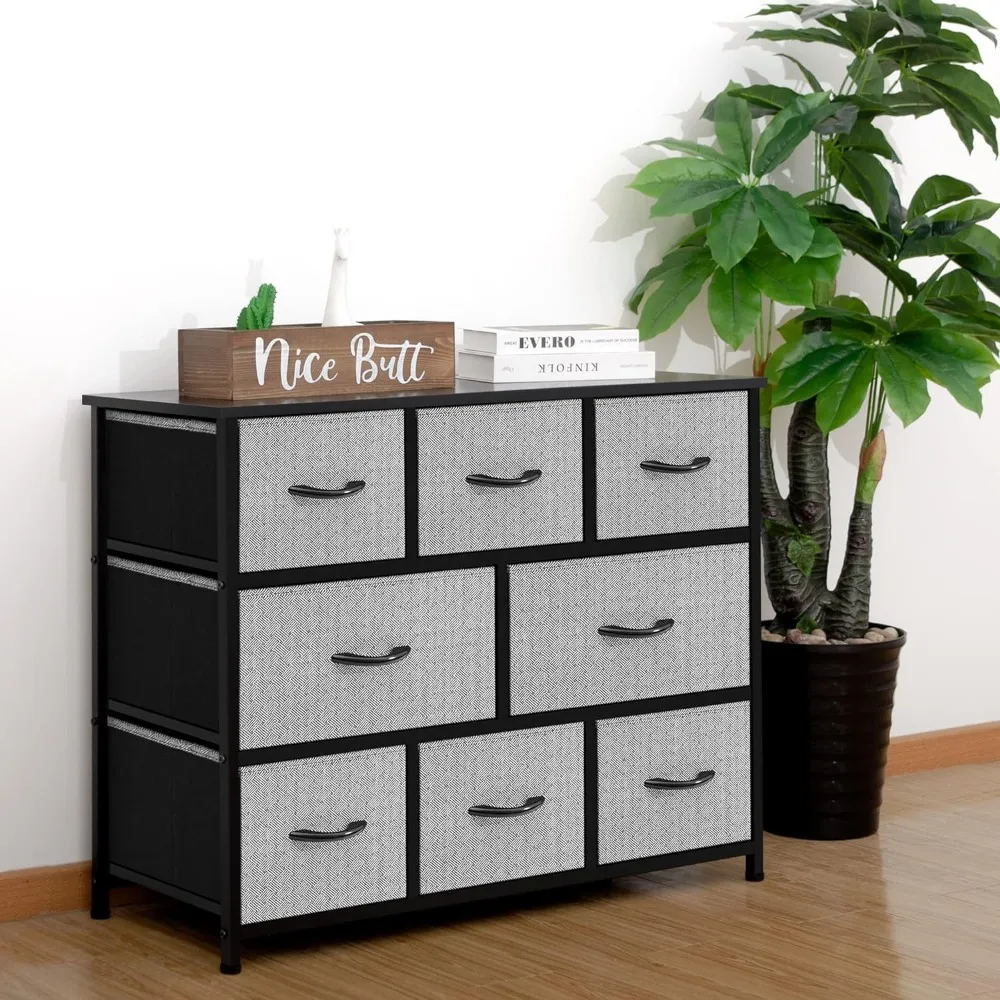

Extra Wide Organizer 8-Drawer Closet Shelves Dressers Storage Chest for Bedroom Cheap Dressing Table Living Room Black Dresser
