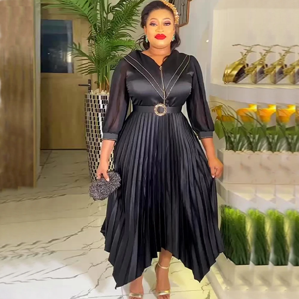 

Африканские платья для женщин, осень, Дашики, пэчворк, принт, плиссированная африканская одежда, большой размер, африканская одежда, рождественское платье, платье