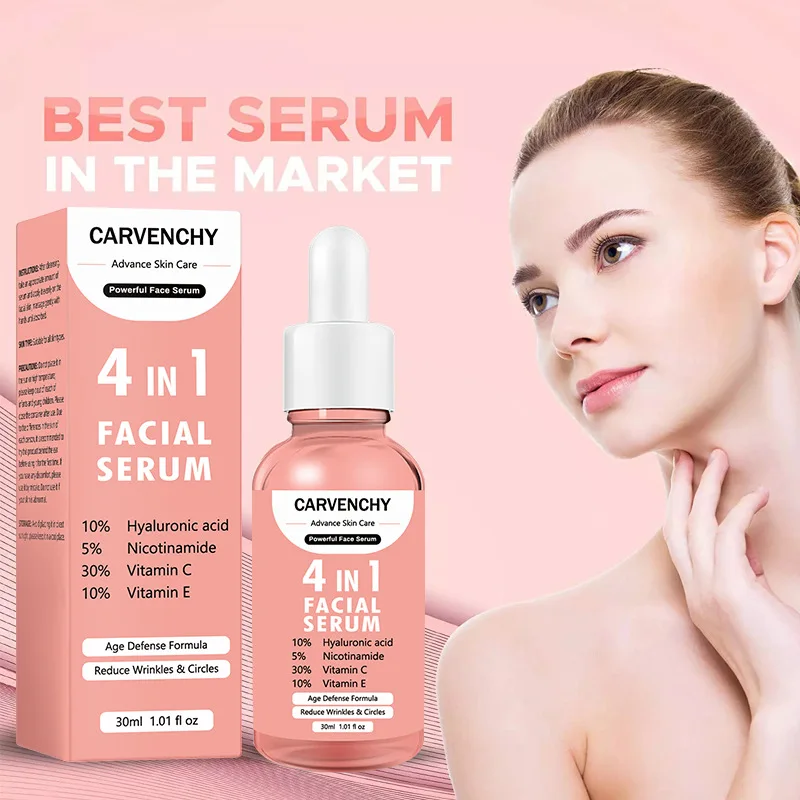 Facial Serum 4 in 1  Skin Care Collagen Nicotinamide Hyaluronic Acid Vitamin Moisturizing Whitening Shrink Pores Remove Acne