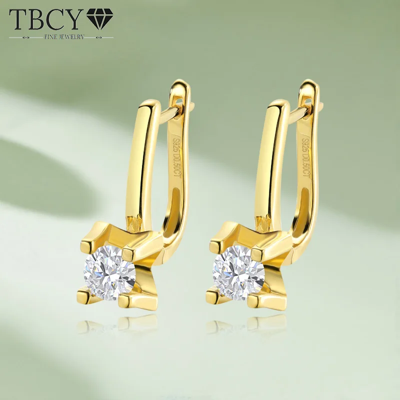 

TBCYD 5mm D Color Moissanite Stud Earrings For Women S925 Silver Rhodium Plated Hoop Earrings Wedding Party Gifts Fine Jewelry