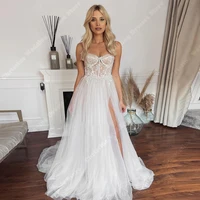 Noble A-Line Women Wedding Dresses Lace Floral Applique A-Line Bride Gowns Sleeveless Backless Ball Vestidos De Novia Customized 1