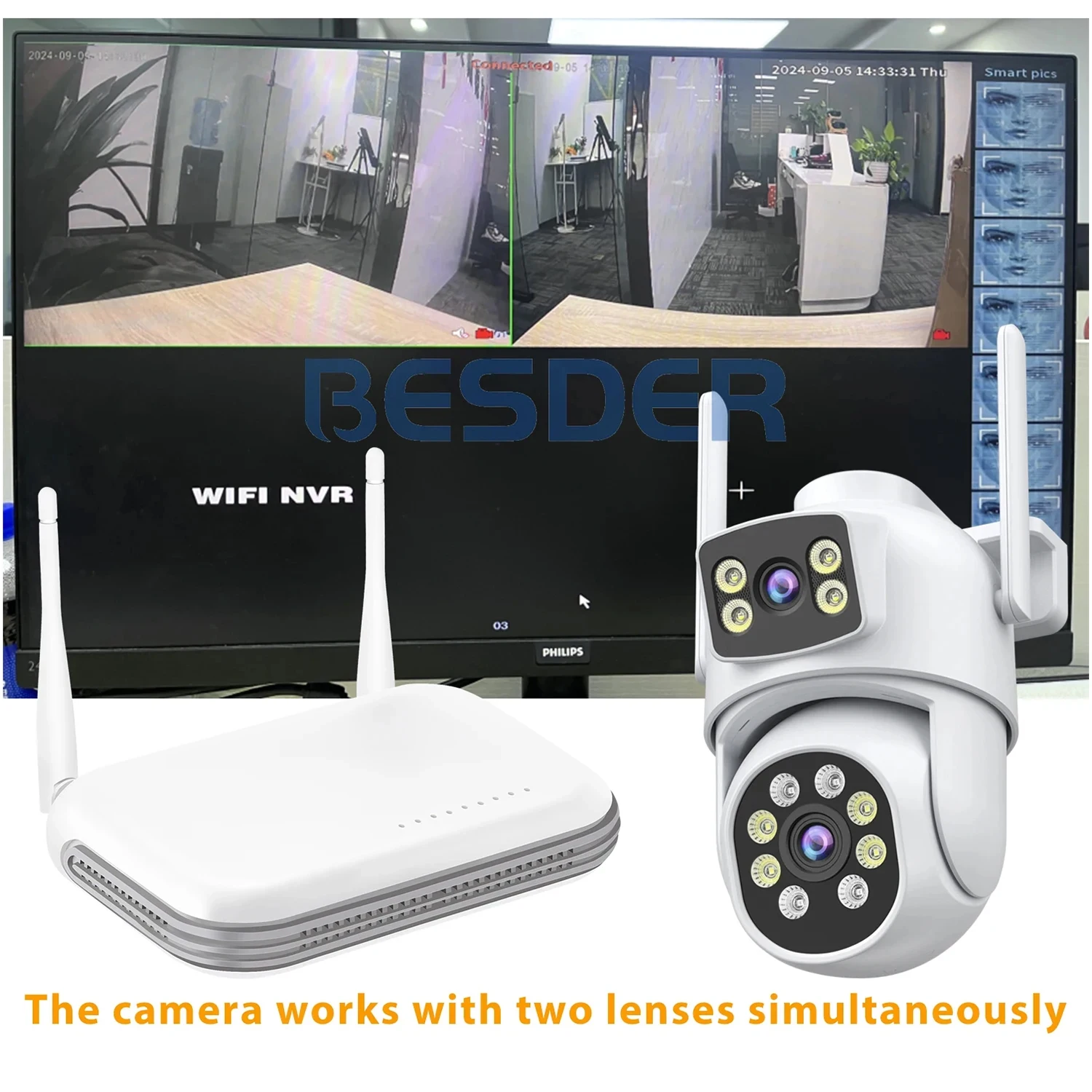 4K 8MP PTZ Outdoor WiFi Security Camera - Dual Lens Human Detection Audio O-Kam Pro