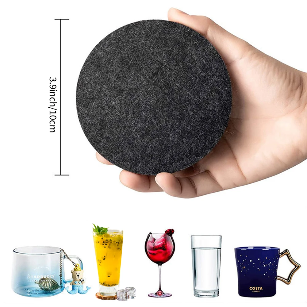 11-Piece Felt Coaster Set - Heat Resistant Table Protector Mats