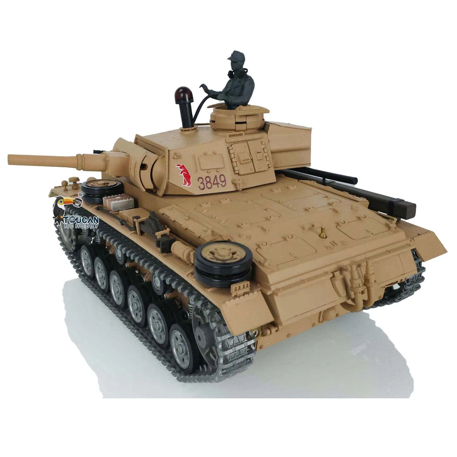 HENG LONG 1/16 7.0 Customized Panzer III H RTR RC Tank 3849 Metal Tracks Wheels Steel Sprocket Wheels BB Shooting Yellow TH17369 6