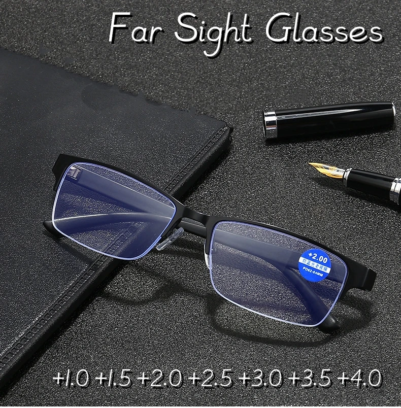 

Business Half Frame Classic Presbyopia Glasses New Anti-blue Light Metal Reading Glasses Anti-fatigue Elderly Far Sight Glasses