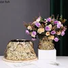 Golden Ceramic Vase Hydroponic Vase Flowerpot Flowers Vessels Desktop Flower Arrangement Decorative Vases Ornament Flower Vases 1
