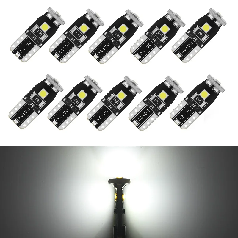 

10Pcs T10 Led Canbus W5W Led Bulbs 168 194 6000K White Signal Lamp Dome Reading License Plate Light Car Interior Lights Auto 12V