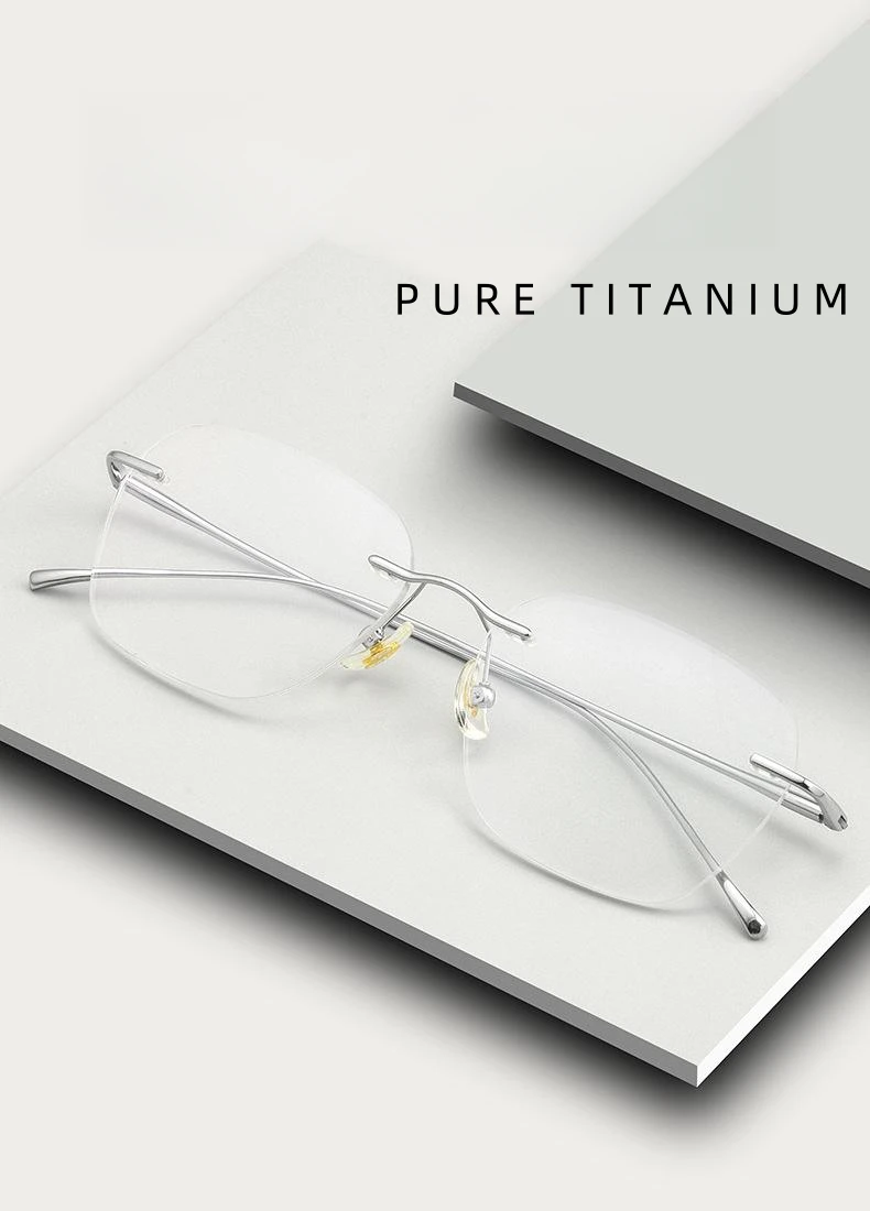 FIRADA Mode Luxus Brillen Retro Reinem Titan Randlose Brillen Komfortable Brillen Rahmen Für Männer Frauen 8978WK – Detail 2