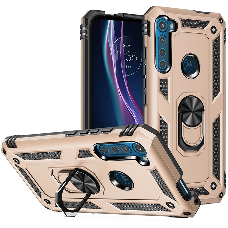 Armor Shockproof Silicone Metal Ring Phone Holder Case