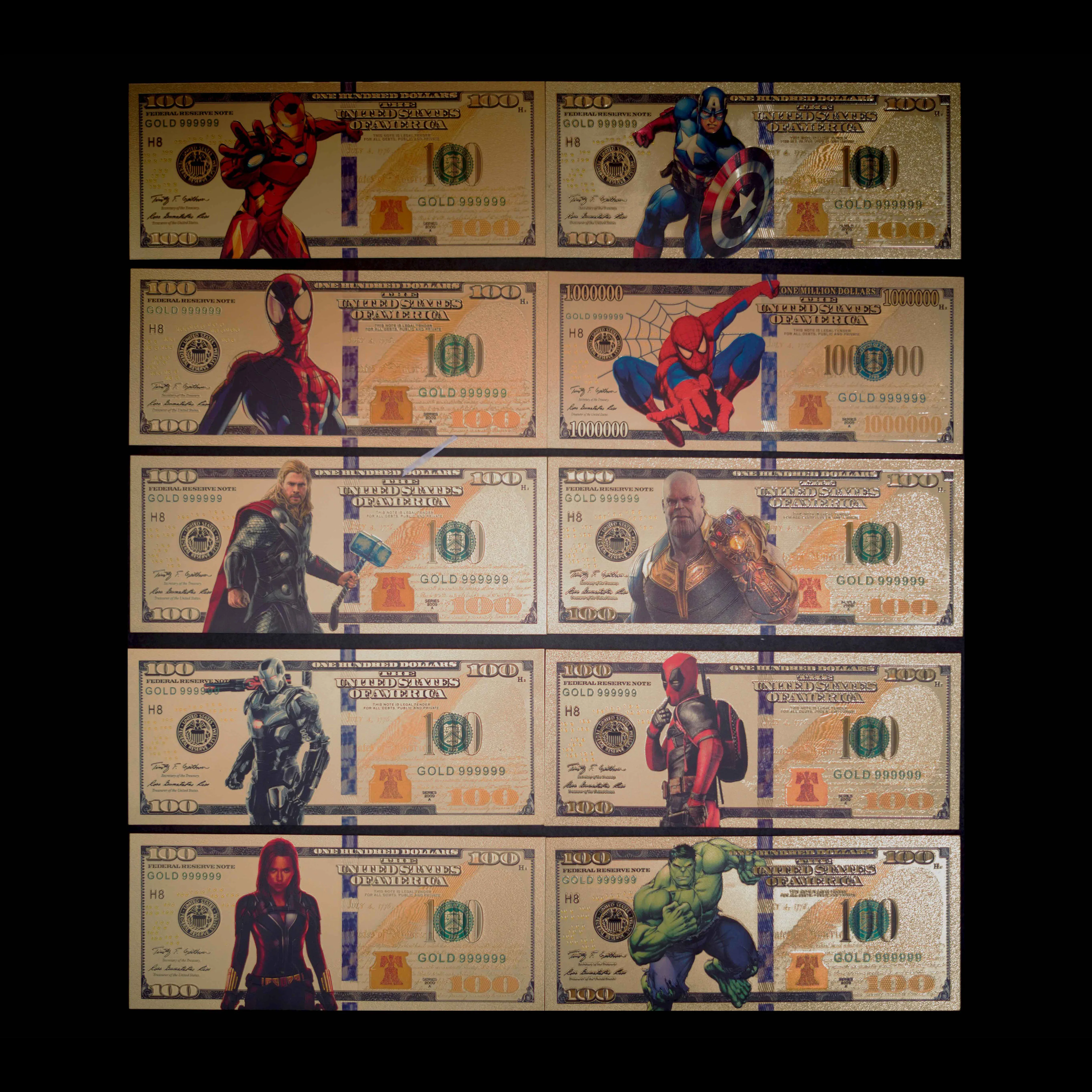 Marvel Legends Ironman Spiderman Comic Figures Avengers Manga Illustration Gold Commemorative Note Collection Products Gifts Toy