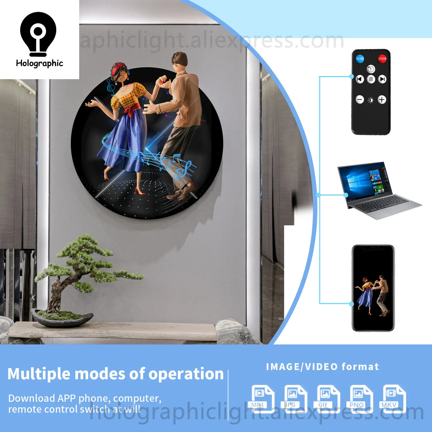 K1KA 3D Holo publicidad gráfica para proyector 3D proyector publicitario de  hologramas PC wifi versión exposición/centro comercial/vacaciones -  AliExpress