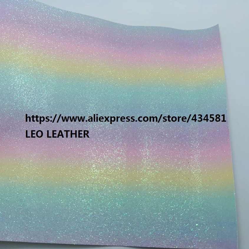 Pastel Colors Rainbow Glitter Leather Fabric Sheet Glitter Faux Leather for DIY Bows Bags Accessories GM3202A