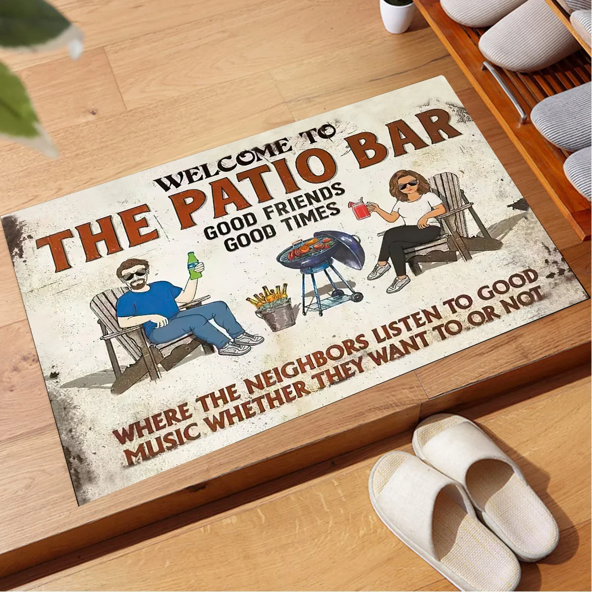 Paillasson de bienvenue dans le Patio, en caoutchouc, pour salle de bain, cuisine, jardin, porte de Garage, tapis de sol antidérapant, d'entrée