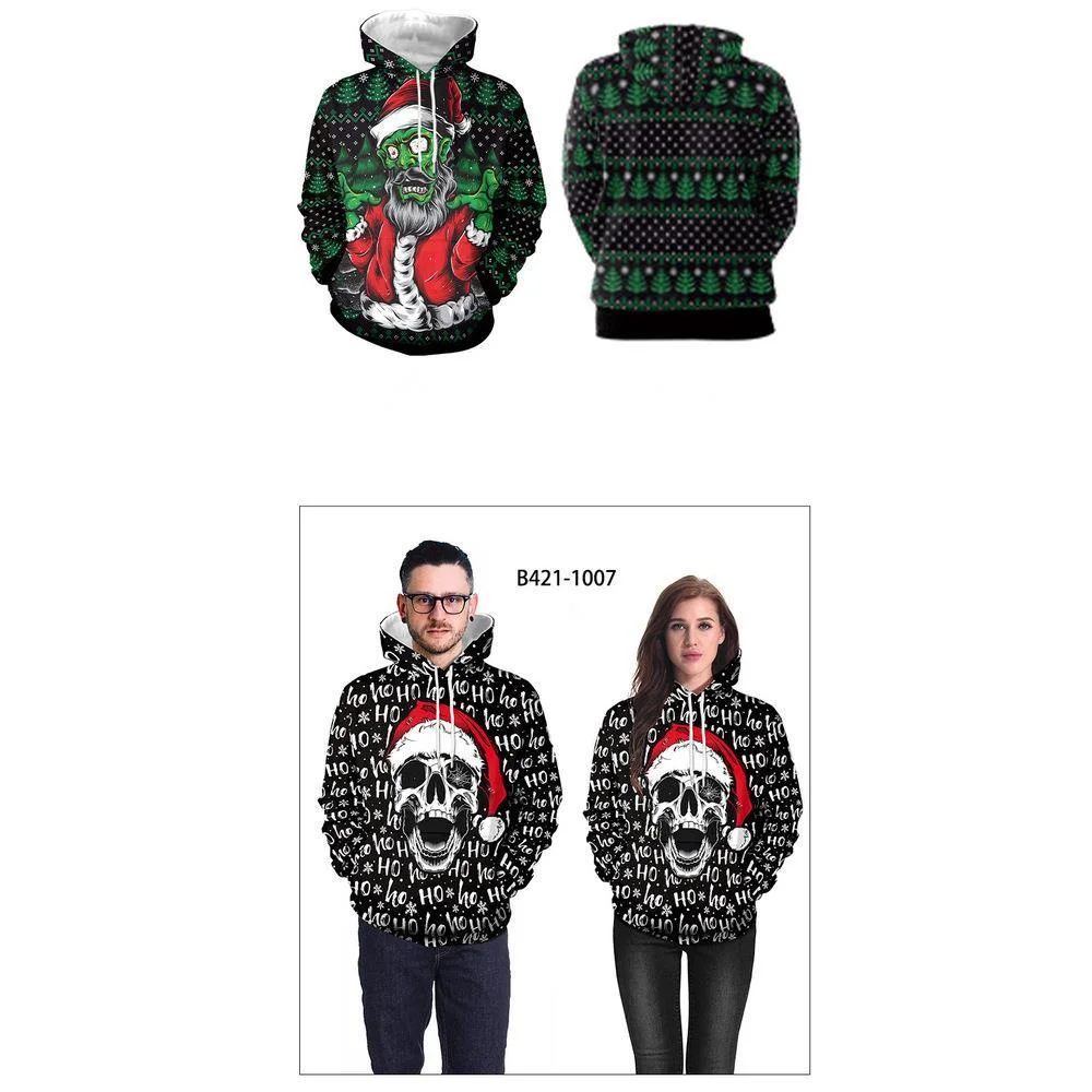 New Halloween 3d Digital Print Hooded Couple Casual Sweater_voghion.com