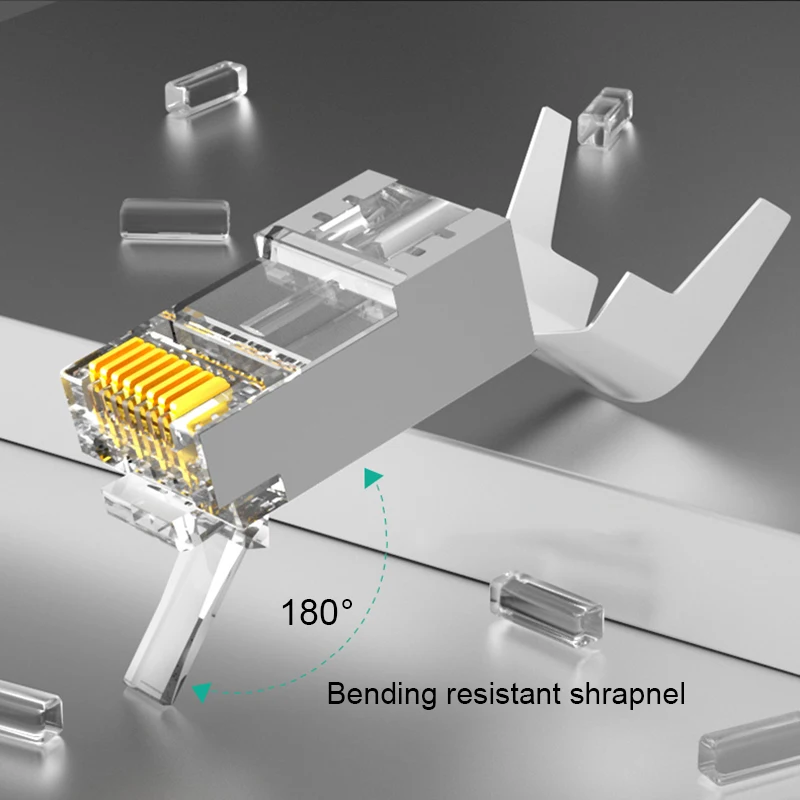 Conector Rj45 Cat7 10gbps 50u Cat6a Plugue do Cabo Ethernet Sfp Ftp Blindado Lan Furo de 15 mm Furo - Imagem 5