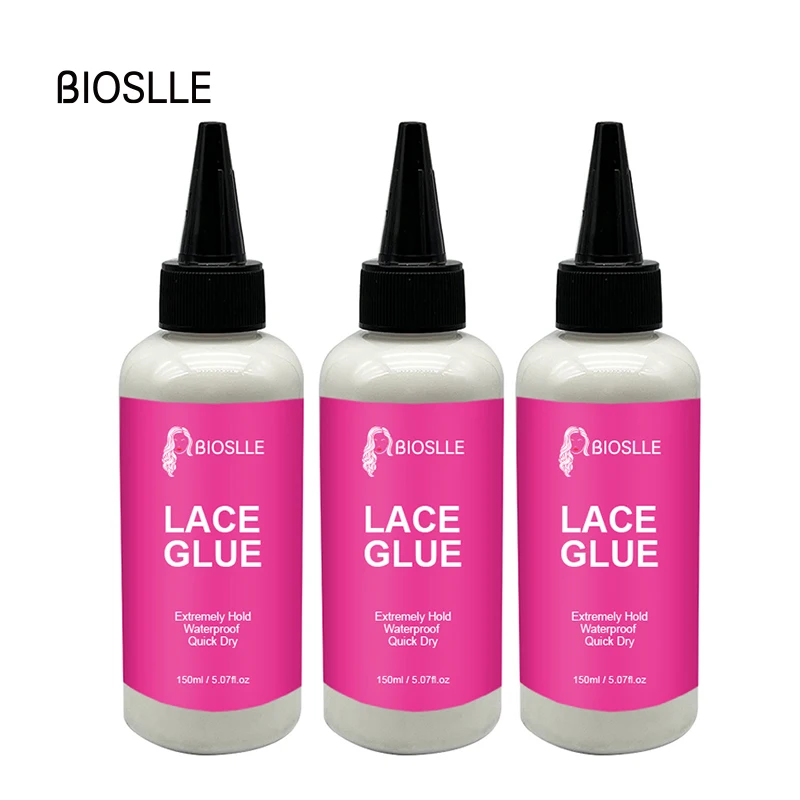 3PCS BIOSLLE 150ML Waterproof Extreme Hold Wig Bonding Adhesive Hair Lace Glue bioslle 150ml 5 07oz waterproof extreme hold invisible tape wig adhesive bonding hair glue lace