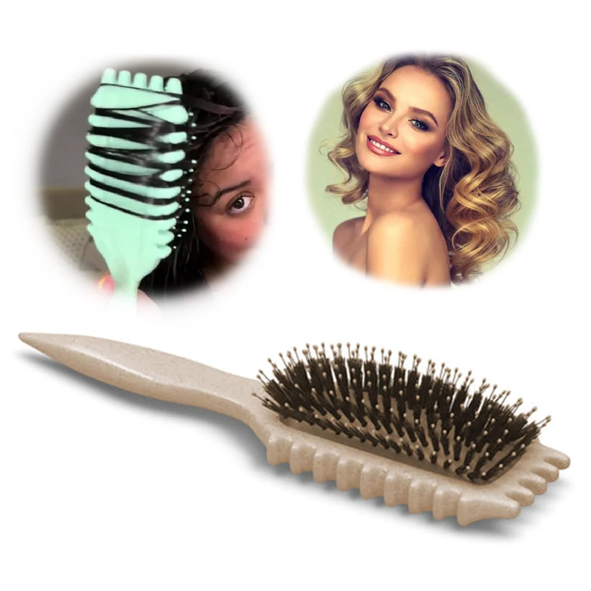 

Curly Hair Brush Boar Bristle Hair Brush Styling Brush for Detangling, Shaping and Defining Curls for Women and Men-A