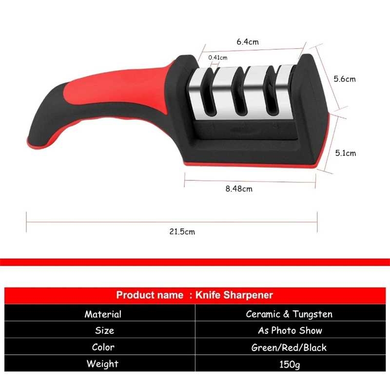 CANDeal Afiladores de cuchillos – Afilador de cuchillos de cocina manual de  3 etapas con revestimiento de diamante, acero de tungsteno y cerámica