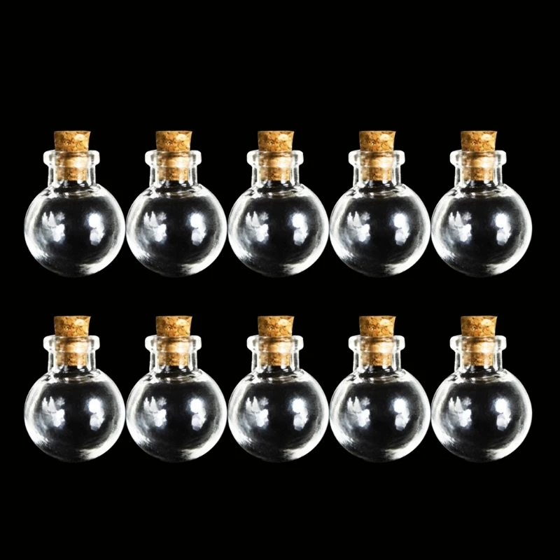 10pcs Mini Glass Bottles with Cork Stopper Transparency Fillable Organizers 4