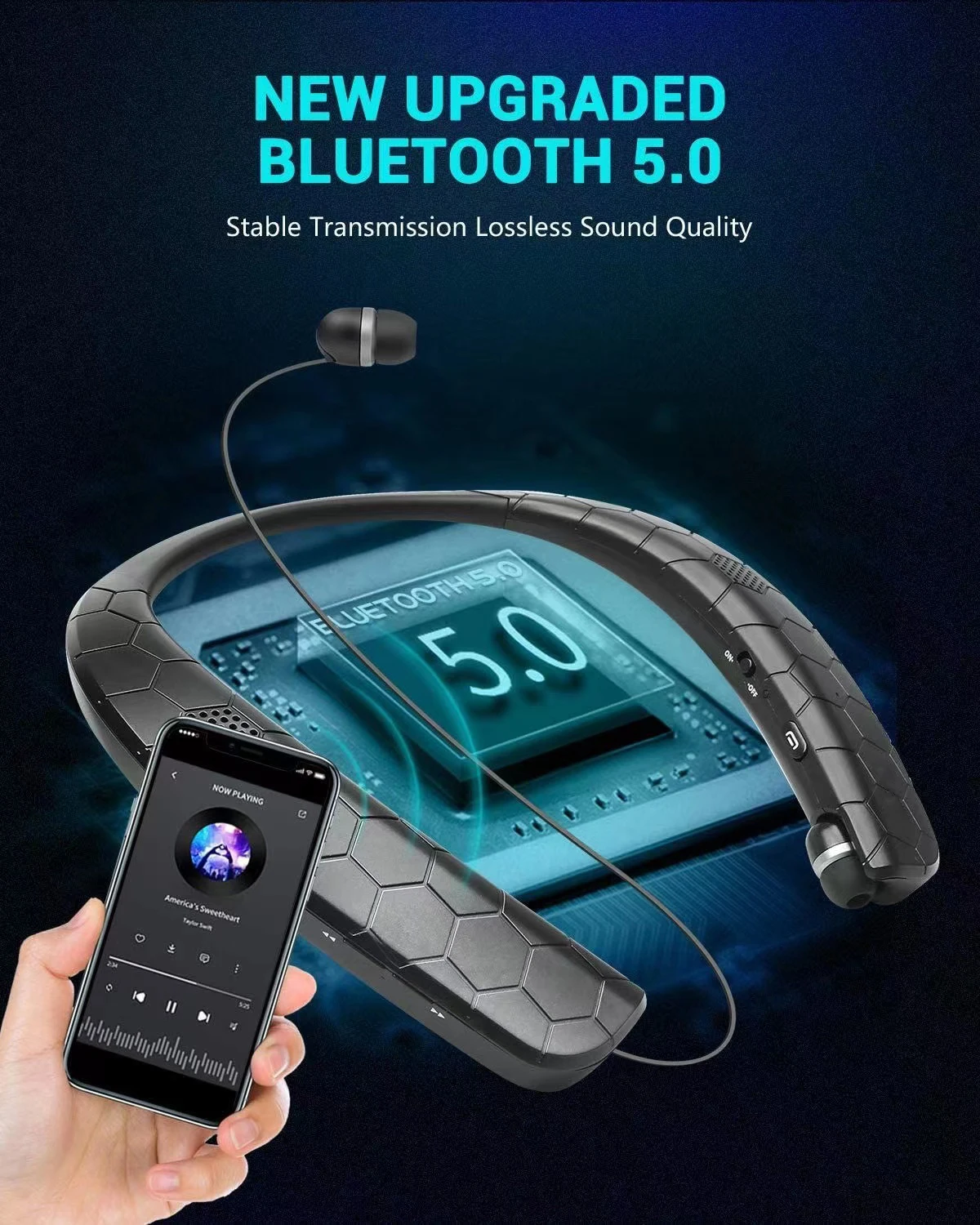 écouteurs bluetooth tour de oreillettes sans casque de avec appel mains libres