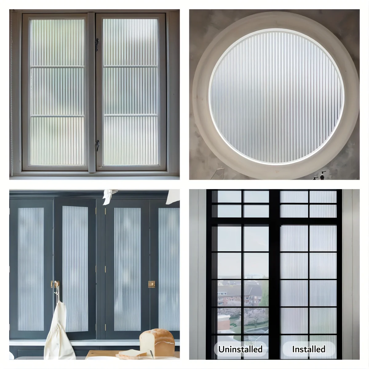 Frosted Privacy Window Film - Heat Control & UV Blocking, Static Cling, Reusable Door Coverings