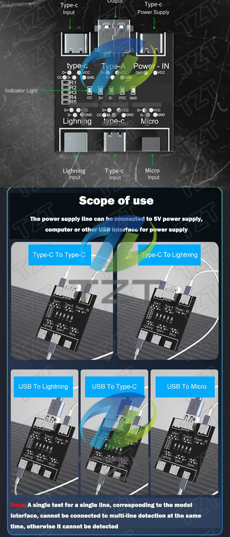DT3 Datenkabel-Diagnosegerät Typ-C Micro USB C Kabeltester Kurzschluss Ein/Aus-Schaltfunktion Diagnosewerkzeug für iOS Android – Detail 2