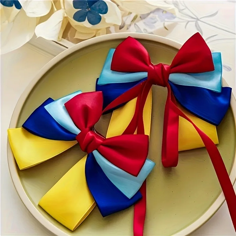 1 Stück lebendige 3-lagige Satin-Haarschleifen mit Farben für Mädchen und Frauen, Krokodilklemme, Haarschmuck, Mode, Party, Alltag, Kopfbedeckung, Geschenk