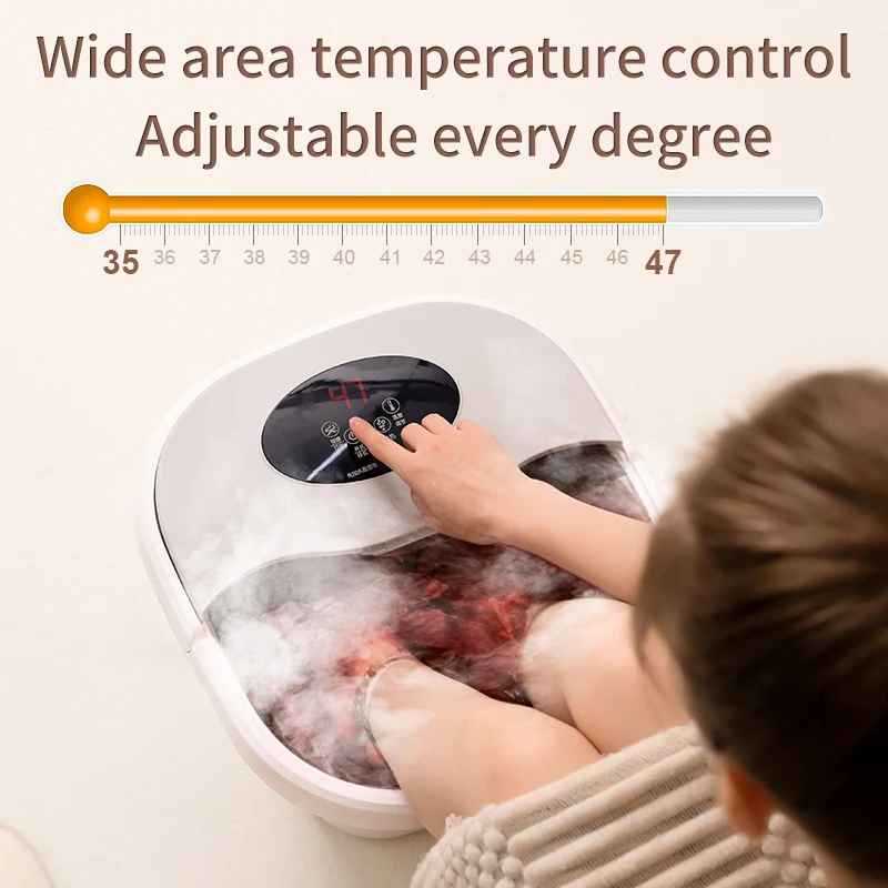 Automatic Heating Foldable Foot Bath Remote Control Spa Footbath Happiness Bubble Boiler Electric Multi Roller Massage Intelligent thermostat + Touch button automatic heating foot bath foldable foot soaking bucket
