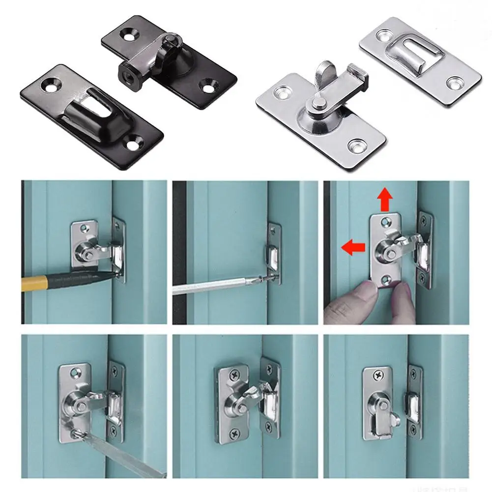 Door Lock 90 Degree Door Latch Bolt Steel Latch Locks Window Cabinet Hardware Lock Sliding Gate Angle Hook Right M9L9