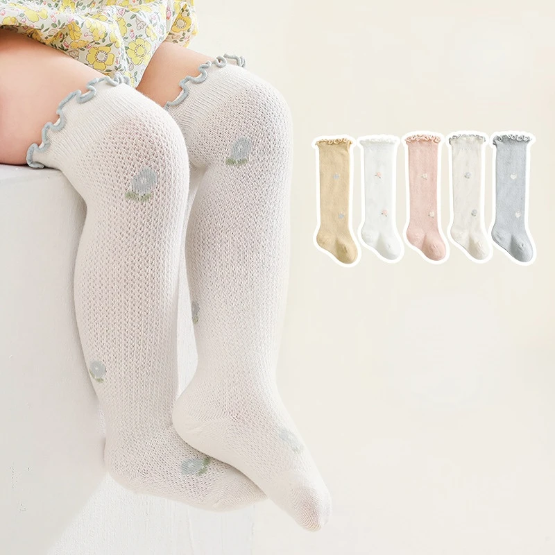 New Summer Newborn Baby Girl Socks Cute Soft Cotton Elastic Solid Color