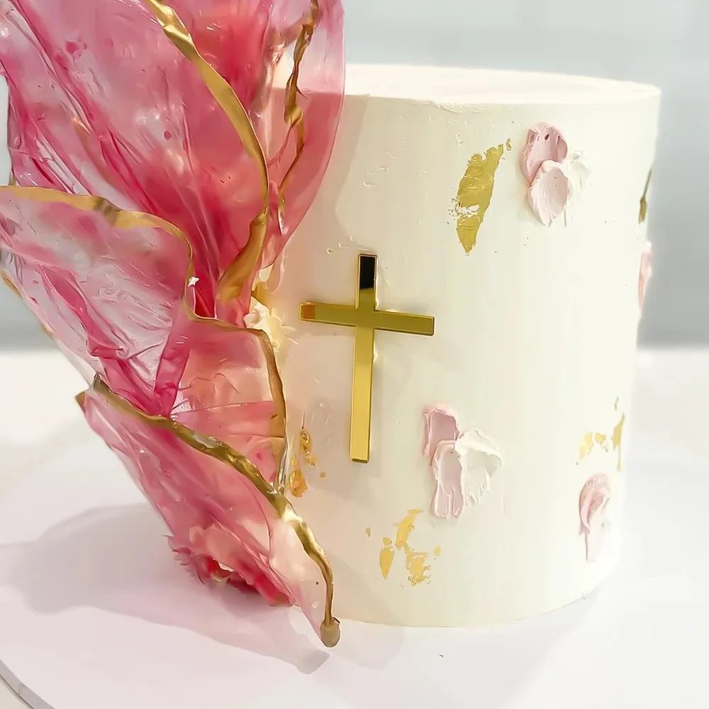 New Arrivals Christian Cross Topper Acrylic Cake Decoration God Bless Cake Topper Party for Baking Cake Party Supplies