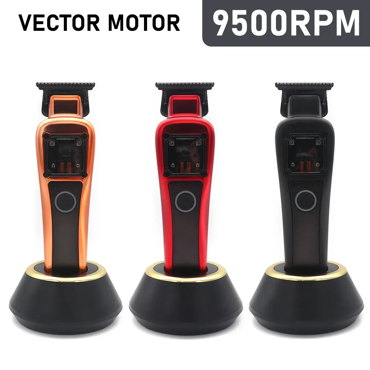 9500RPM Vector Motor 3 Cover Professional Men's Hair Trimmer DLC Blade with Seat Charger Hair Clipper