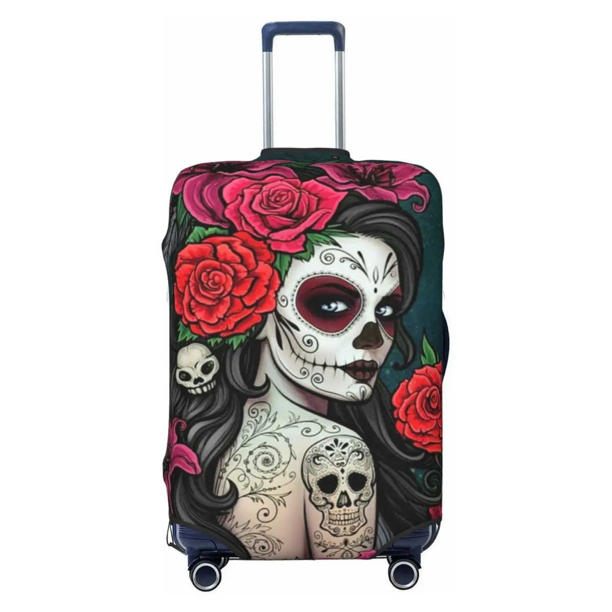 Mexican Catrina Sugar Skull Lady Suitcase Cover Washable Luggage Covers Protector for 18-32 inch