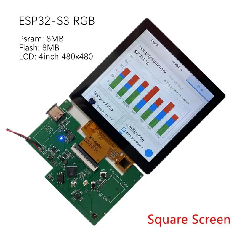 

ESP32 S3 RGB ЖК-экран, оценочная плата DevKit RGB565 LVGL