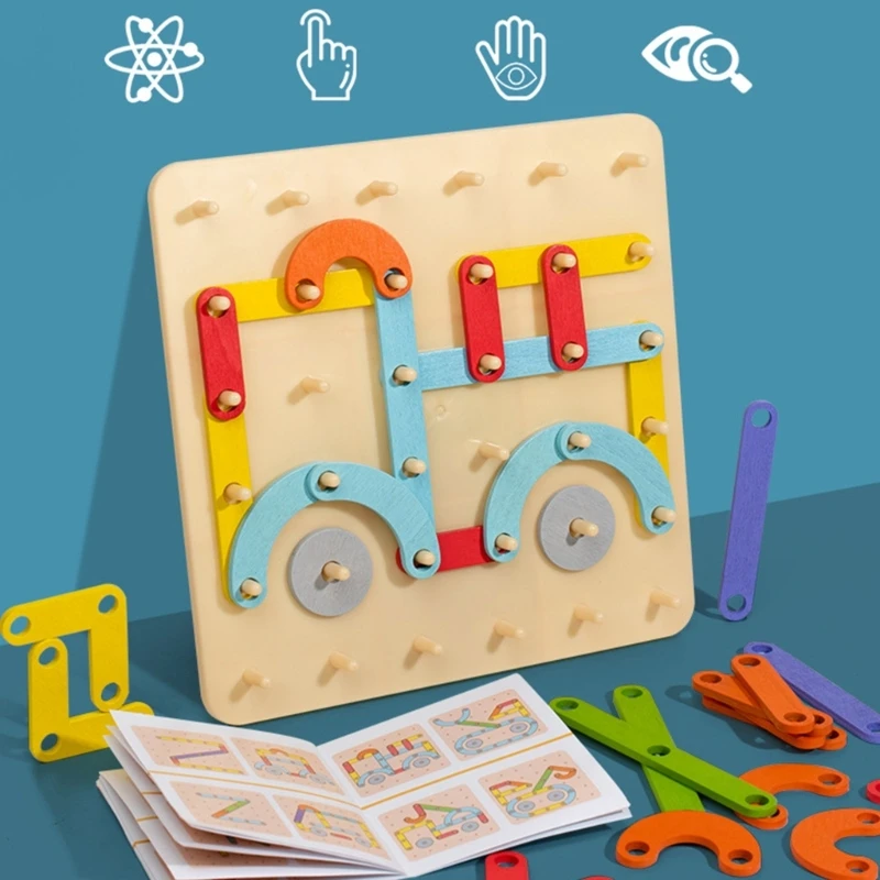 

Деревянный Развивающий пазл, игрушка, красочный пазл с пегбордом, обучающая игрушка для детей, Координационная игрушка для рук и глаз