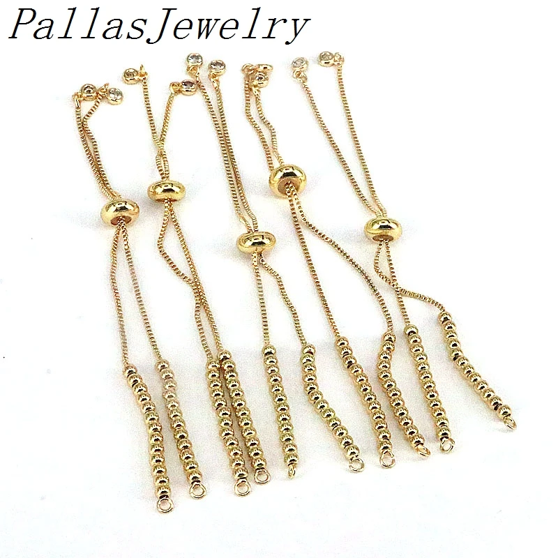 20Pcs Sliding Gold Plated Adjustable Bracelet Chain, Half Finished