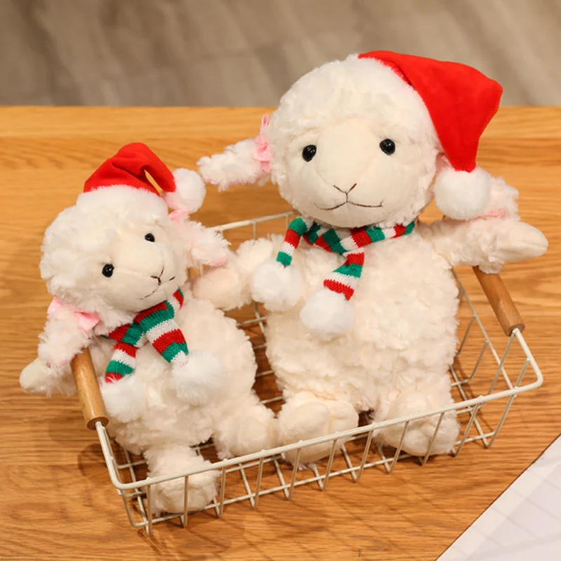 15/22/28cm Cute Soft Christmas Sheep Plush Toys Soft Lamb Plush Dolls Stuffed Sheep Plushie Baby Toys Birthday Gifts for Kids