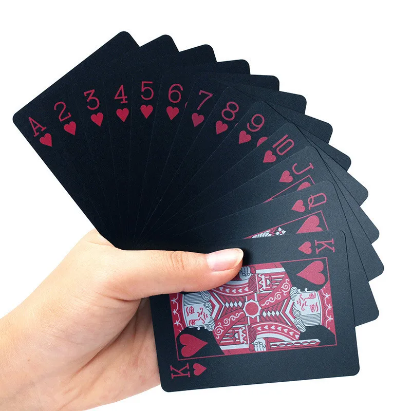 Waterproof PVC Plastic Playing Cards Set 54pcs Deck Poker Classic Magic Tricks Tool Pure Black Magic Box-packed playing cards plastic playing cards poker set