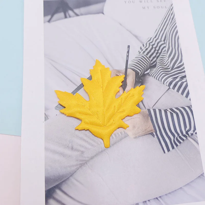 60Pcs 5CM Maple Leaf Applikationen Für DIY Handgemachte Kinder Haar Clip Und Spielzeug Bekleidungs Zubehör Patch – Detail 8