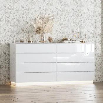 White LED 8-Drawer Dresser 1