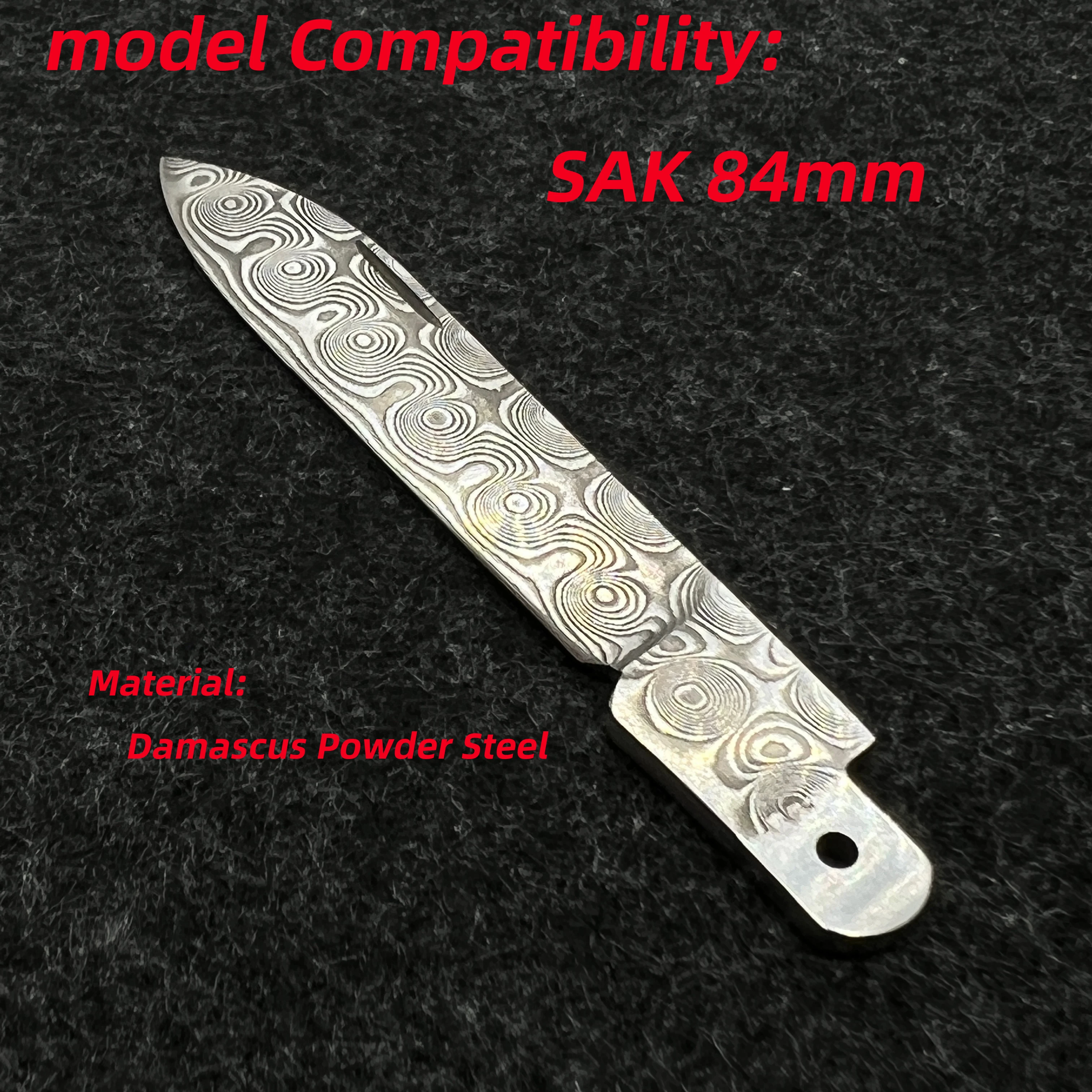 

1 Piece Handmade Damascus Powder Steel Blade for 84mm Victorinox Swiss Army Knife SAK DIY Accessories