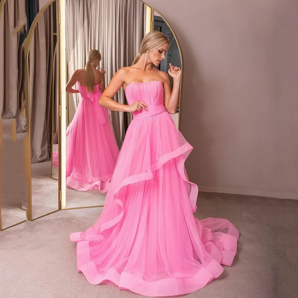 

Gorgeous Light-purpled Evening Dresses Sweetheart Pleats Tiered Ruched A-Line Prom Dress Wedding Party Gown