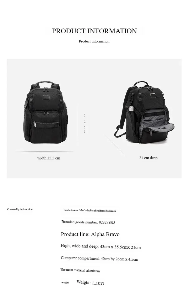 2025 Men's Ballistic Nylon Backpack AlphaBravo Series Large Capacity Computer Backpack Travel 232789 6