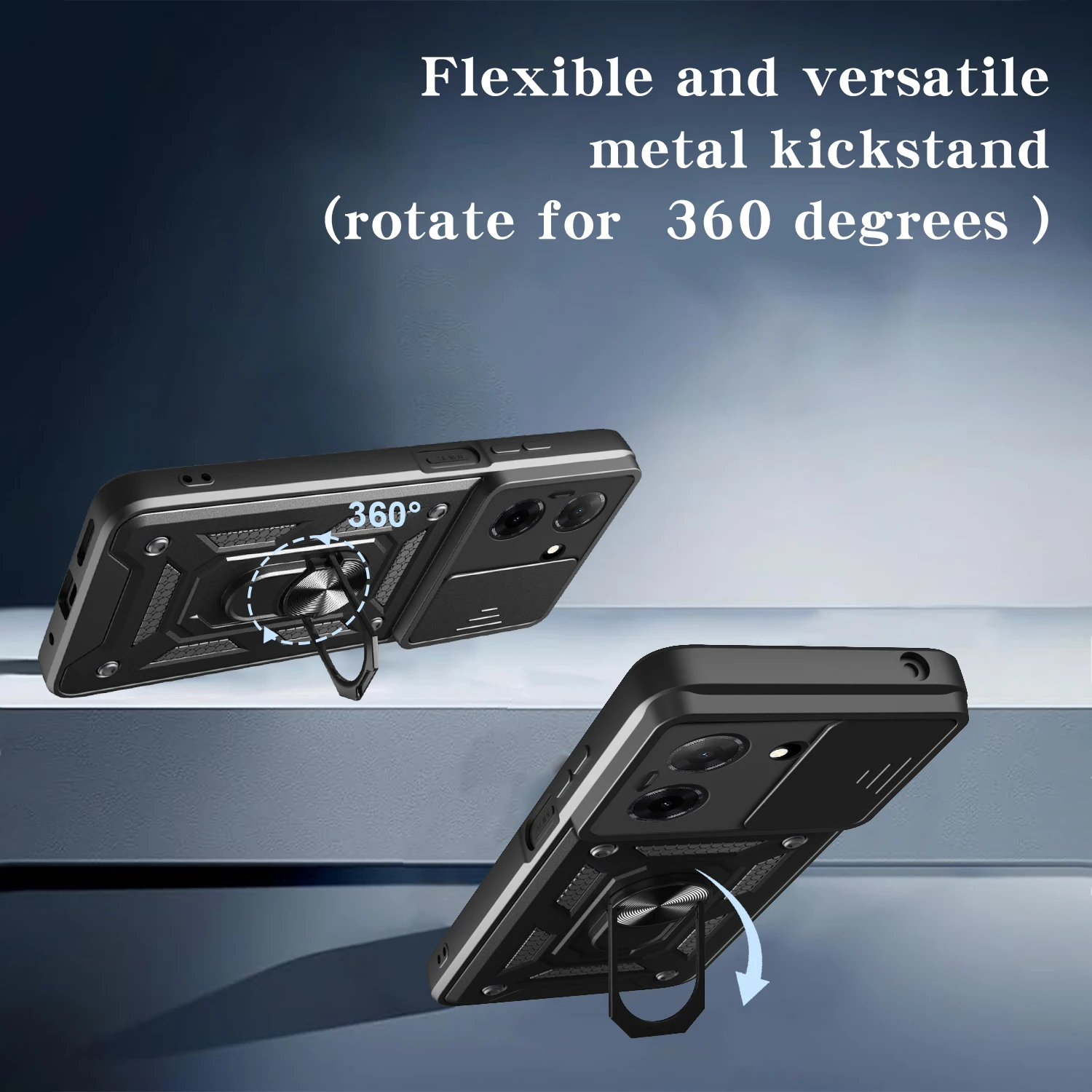 Armored Protective Phone Case with Magnetic Ring and Camera Protection