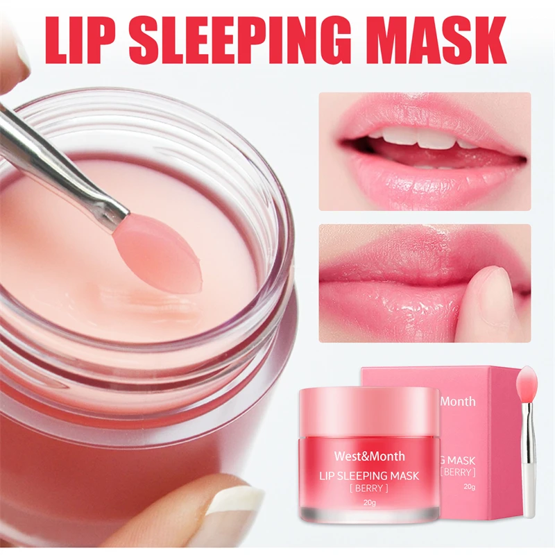 20g Lip Sleeping Mask Korean Night Sleep Maintenance Moisturizing Lip Gloss with Brush Smooth Moisturizing Lip Care Cosmetic